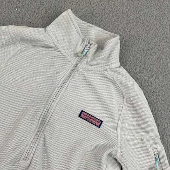 Vineyard Vines 1/4 Fleece Women XS Light Gray Grid Performance Pullover - Picture 1 of 11